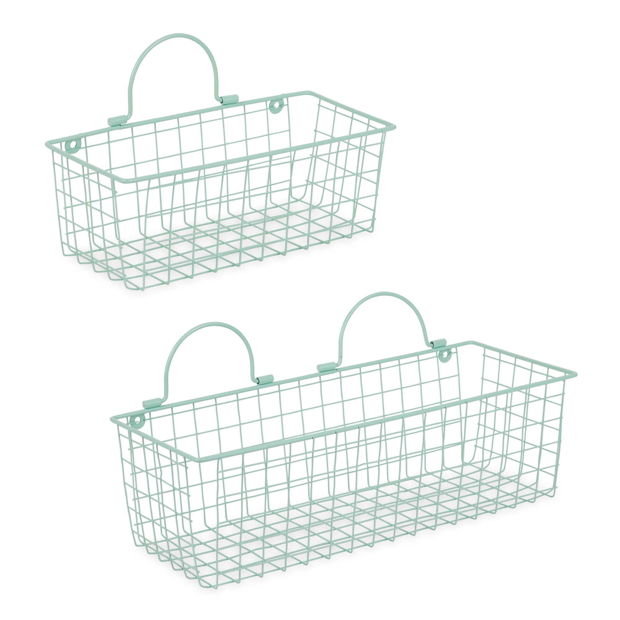 Assorted Aqua Blue Wire Wall Basket (Set of 2) 11.8x5.5x4 and 17.7x6.7x5.1