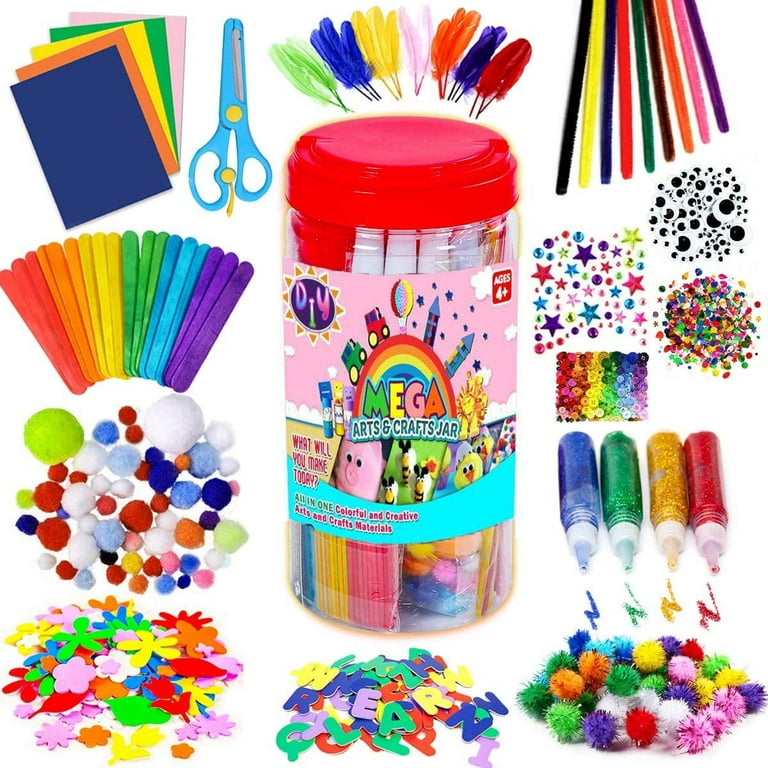 DISEN Arts and Crafts Supplies Jar for Kids 4-9 Years Old, Bulk 