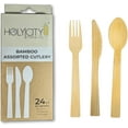 thumbnail image 1 of Assorted Bamboo Cutlery Set | 24ct | 6.7” Compostable Utensils | Disposable Tableware | Plastic-Free | Great for the Home-use, To-Go Meals or Events, 1 of 19
