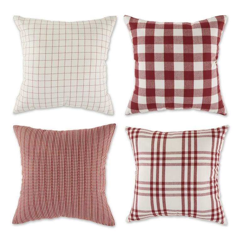 Piper Classics Farmhouse Ticking Red Pillow Cover 18 L x 18 W