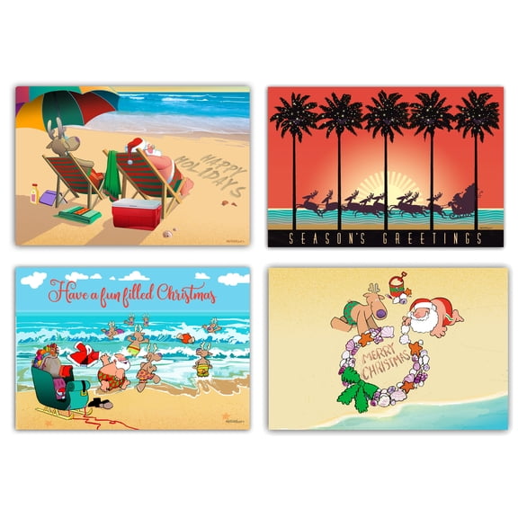 Assorted Beach Christmas Postcards - 40 Holiday Beach Postcards - 4 x 6 Inch Pos