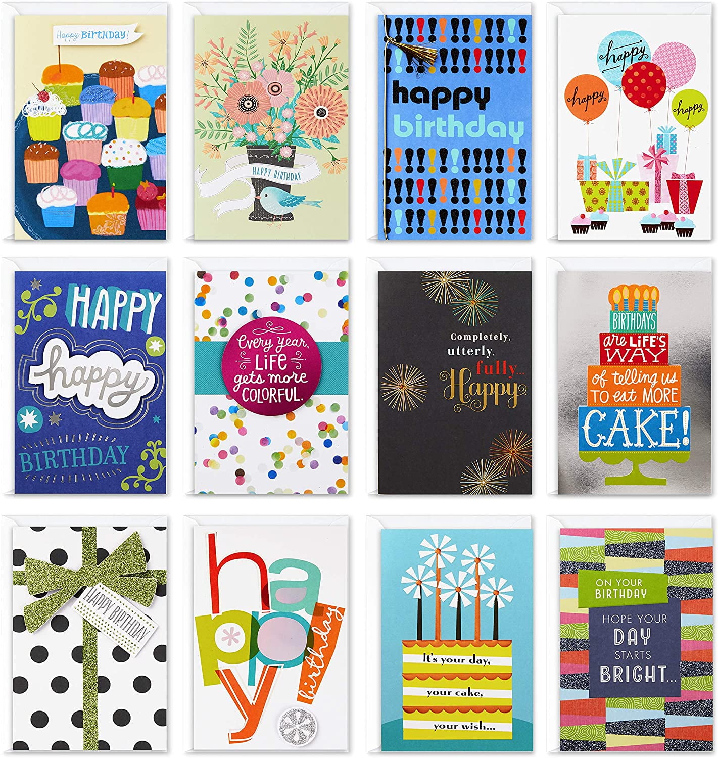 Assorted Birthday Greeting Cards (12 and Envelopes)