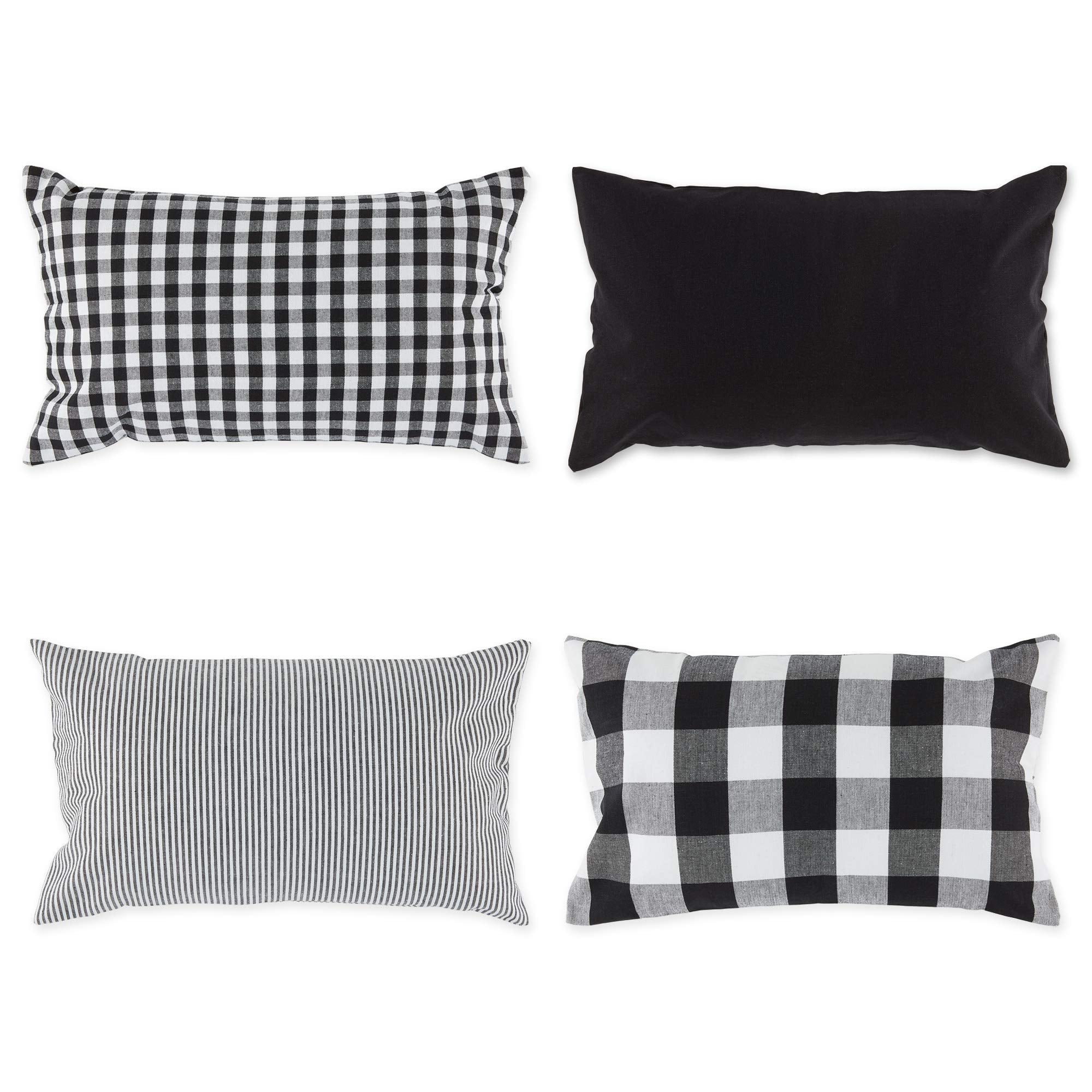 Assorted Black and White Cotton Pillow Covers Set of 4