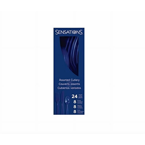 Sensations Assorted Boxed Navy Blue Plastic Cutlery (Pack of 10)