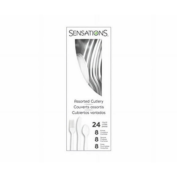 Assorted Boxed White Plastic Cutlery Set (Pack of 3)