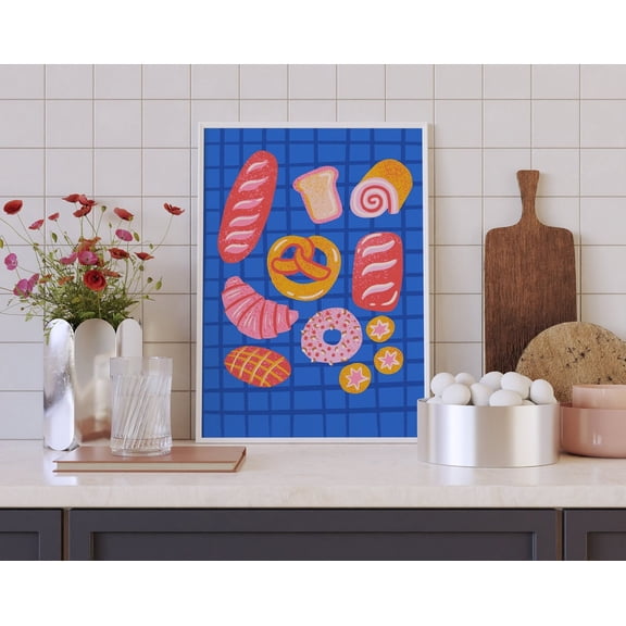 Assorted Bread Wall Art, Bakery And Patisserie Colorful Wall Art, Food Art, Kitchen Print, French Bread Drawing Wall Art, Modern Wall Decor, 8x12 UNFRAMED