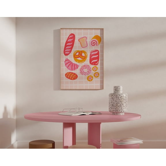 Assorted Bread Wall Art, Bakery And Patisserie Colorful Wall Art, Food Art, Kitchen Print, French Bread Drawing Wall Art, Modern Wall Decor, 8x12 UNFRAMED