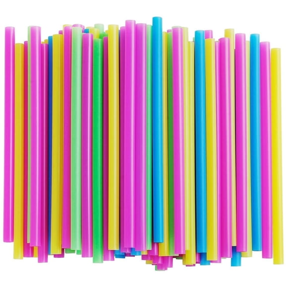 Assorted Bright Colors Jumbo Smoothie Straws, Wide Plastic Disposable Milkshake Straws, Pack of 100 Pieces