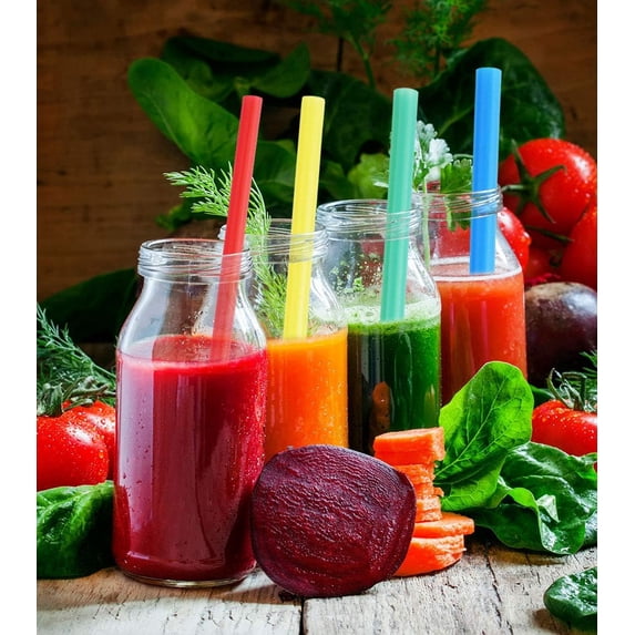 Assorted Bright Colors Jumbo Smoothie Straws, Wide Plastic Disposable Milkshake Straws, Pack of 100 Pieces