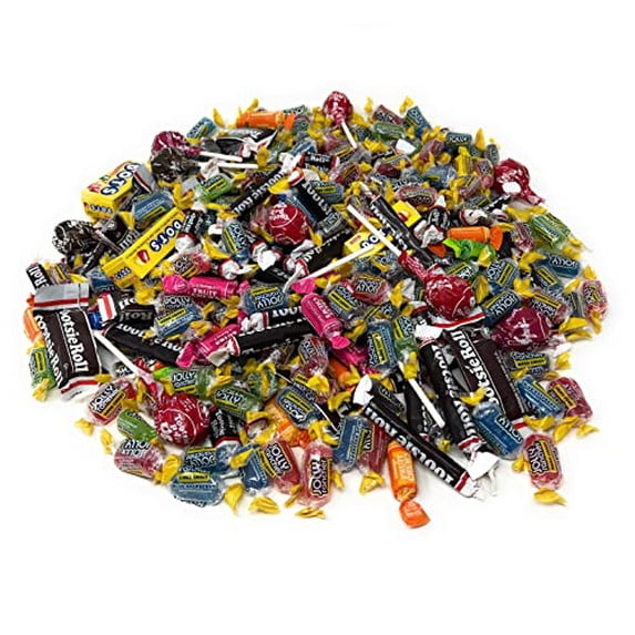 Assorted Bulk American Candy 6 Lb Jolly Rancher Hard Candy Mix and Tootsie Rolls Juniors Tootsie Snack Bars Tootsie Mini Dots Tootsie Pops Fruit Rolls 100+ Ct (96 Oz)
