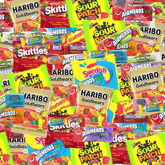 Assorted Bulk Candy Mix -Skittles, Air Heads, Swedish Fish, Sour Patch Kids, Hariibo, Starburst & More!- Individually Wrapped Candy (64 Ounces)
