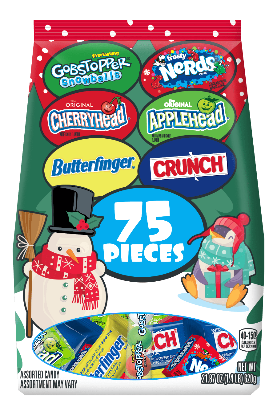 Assorted Candy & Chocolate Holiday Mix Bag, 21.87oz, 75 Ct