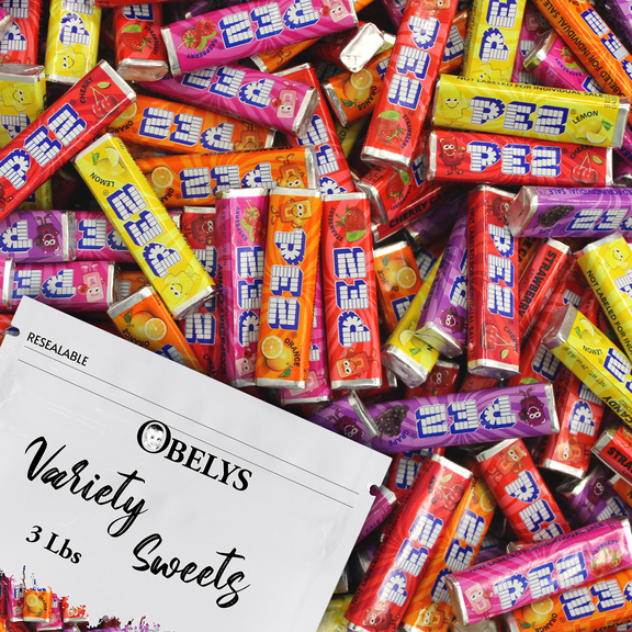 Assorted Candy Refill Pez Variety Pack | Bulk 3 Pound Bag | Fruit Flavor Mix