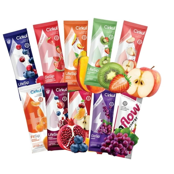 Assorted Cartridge Flavors Refills - Gosip, Lifesip, Fit Sip - Strawberry, , Grape, Blue Raspberry, Orange Tangerine, Mixed Berry And More. (Pack 6)