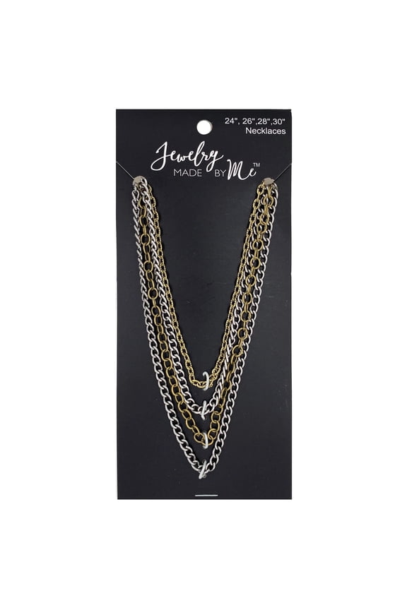 Assorted Chain Necklaces Silver/Gold 4pc Set