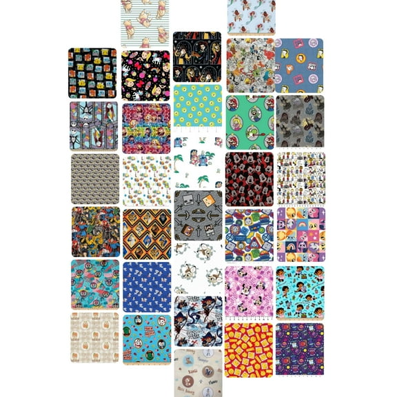 Assorted Character Cotton - 1/2 Yard Cuts - 40 Prints- Bundle
