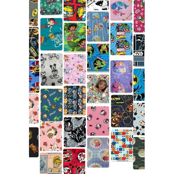 Assorted Character Fleece Fabric - 3 lb Scrap Bundle