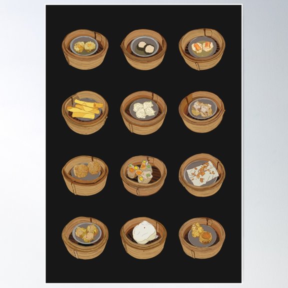 Assorted Chinese Dim Sum Poster Wall Art, Modern Wall Decor For Living Room Bedroom, 8x12 UNFRAMED