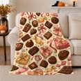 thumbnail image 1 of Assorted Chocolate Box Pattern, Festive Holiday Scene, Warm Flannel Blanket for Living Room and Reading Nook with Detailed Artwork, Art Lovers Friendship Gift, Festive Home Decor, 1 of 9