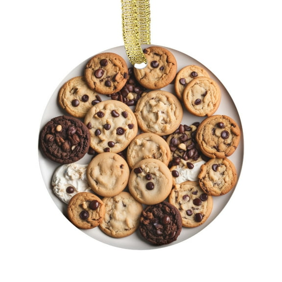 Assorted Chocolate Chip Cookies Gift Cookie Food Double Sided Ceramic Foodie Novelty Holiday Christmas Xmas Tree Ornament Gift Accessory (Flat Printed Design, NOT 3D)