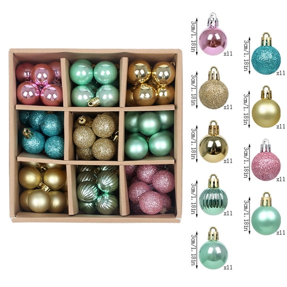 Assorted Christmas Ball Ornament Set with Storage Box, Shatterproof Xmas Tree Hanging Baubles in Glossy Matte Glitter Ribbed Finishes for Home Holiday Decor Christmas Ball Ornaments