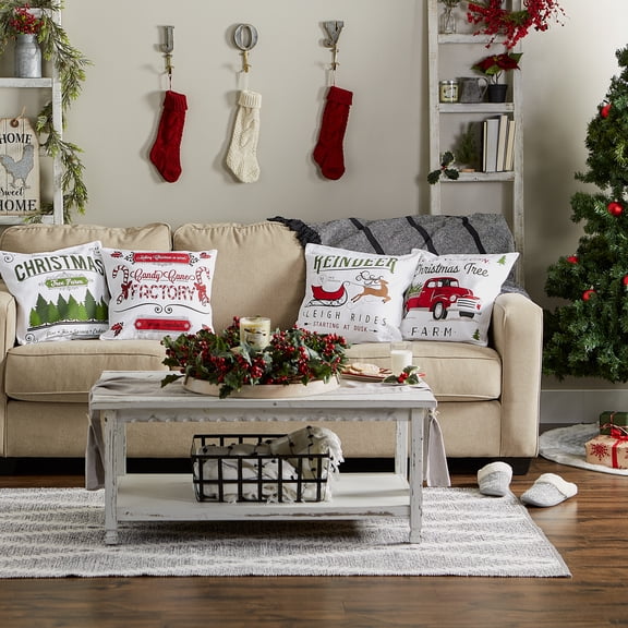 Assorted Christmas Prints Pillow Cover 18x18 inches (Set of 4)