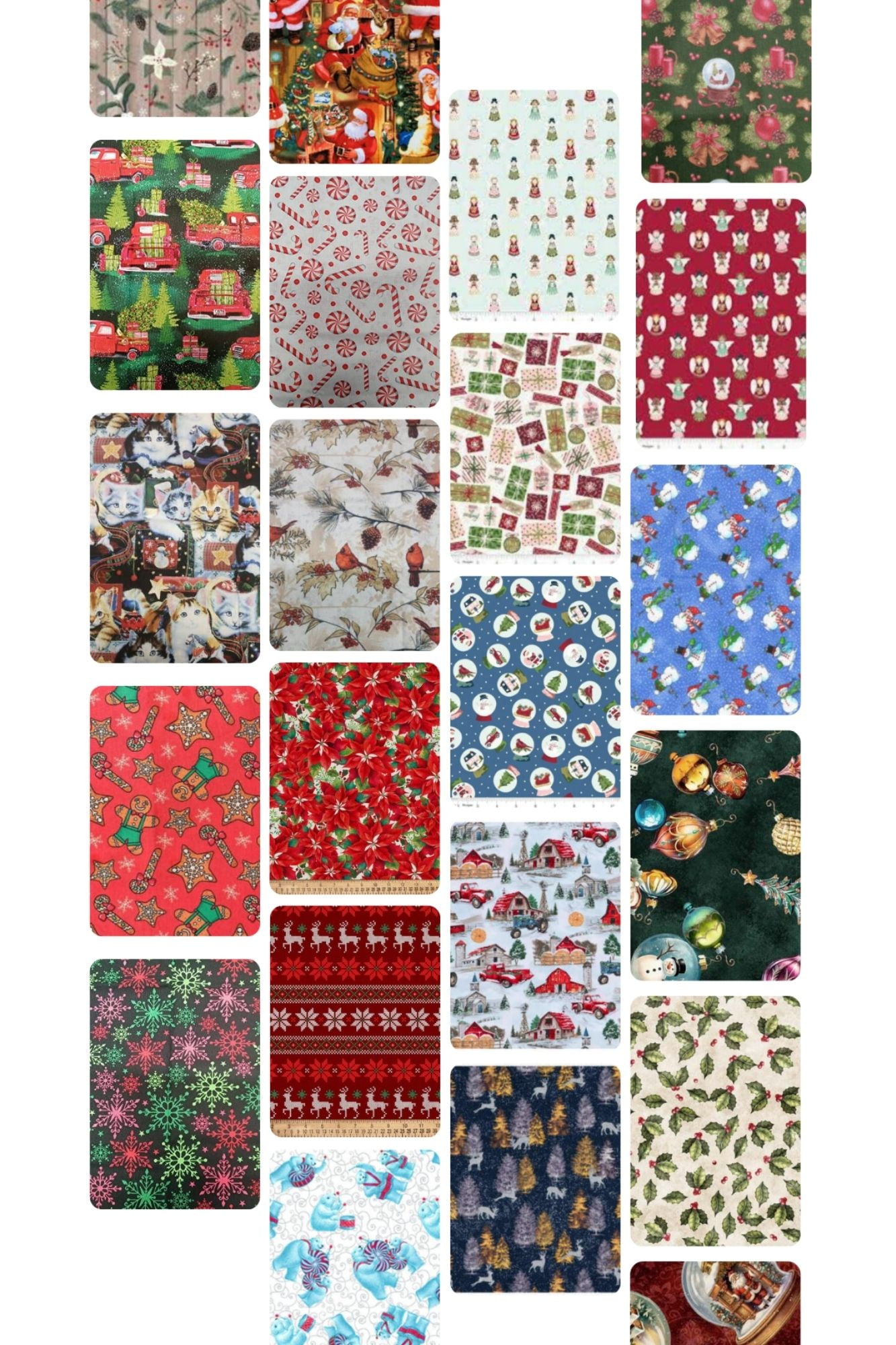 Assorted Christmas Theme Cotton - 1/2 Yard Cuts - 10 Prints- Fabric Bundle