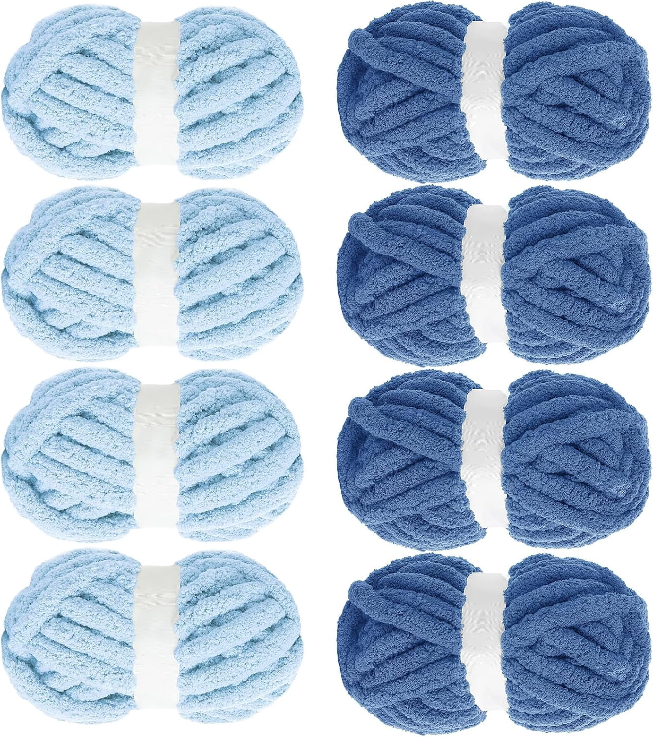 Assorted Chunky Yarn for Crocheting 8 Pack, Fluffy Jumbo Chenille Yarn, Soft Plush Yarn Bulky, Giant Thick Fuzzy Yarn for Hand or Arm Knitting (27 yds,8 oz Each Skein)