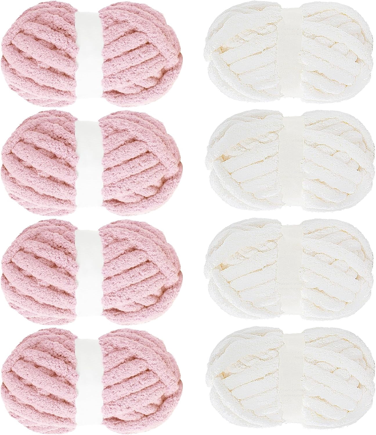 Assorted Chunky Yarn for Crocheting 8 Pack, Fluffy Jumbo Chenille Yarn, Soft Plush Yarn Bulky, Giant Thick Fuzzy Yarn for Hand or Arm Knitting (27 yds,8 oz Each Skein)