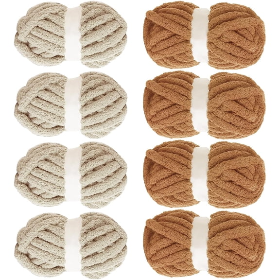 Assorted Chunky Yarn for Crocheting 8 Pack, Fluffy Jumbo Chenille Yarn, Soft Plush Yarn Bulky, Giant Thick Fuzzy Yarn for Hand or Arm Knitting (27 yds,8 oz Each Skein)