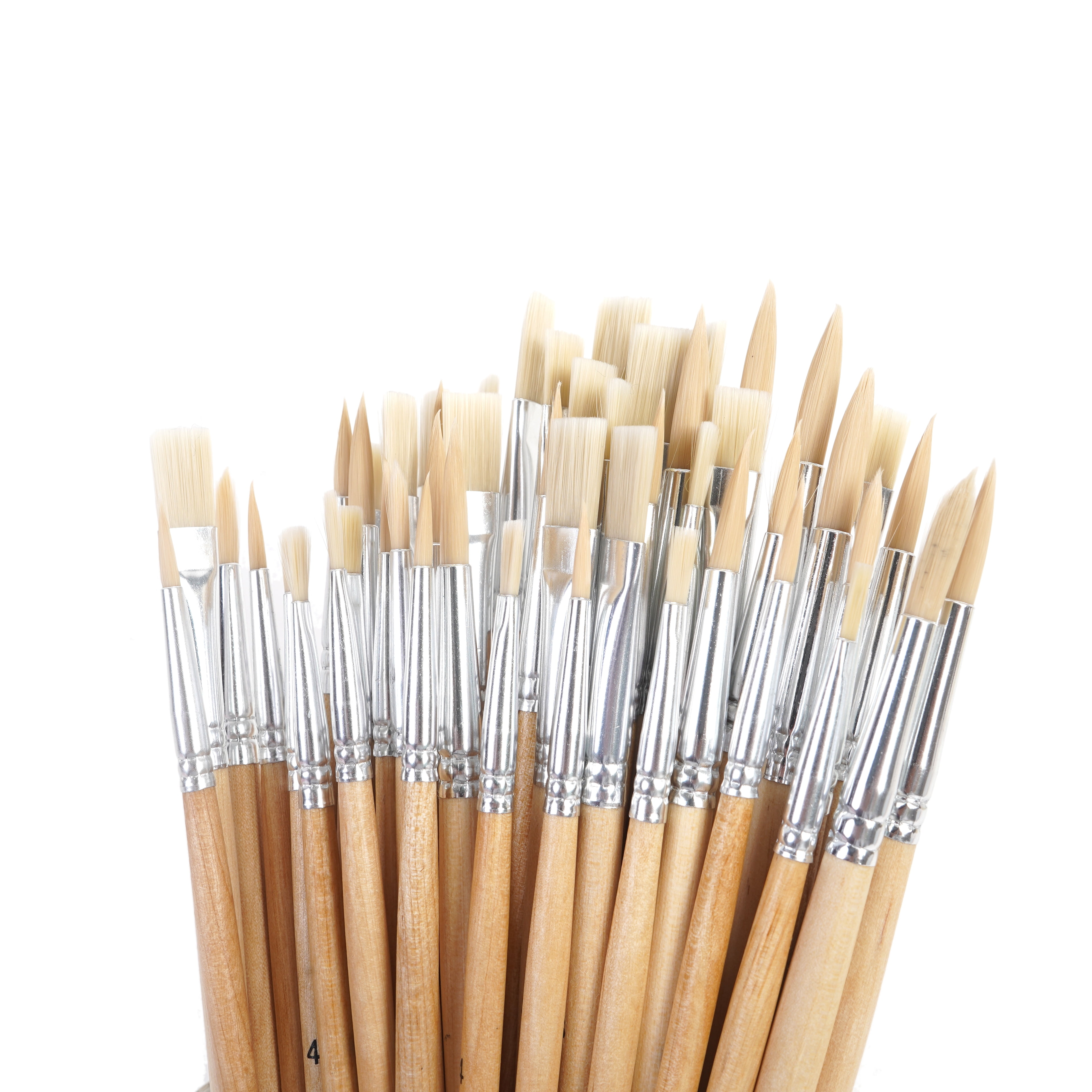 Assorted Classroom Brushes by Artist's Loft - Synthetic Bristles - Round & Flat Tips - Durable Birch Wood Handles – Ideal for Students - Classrooms & Group Art Projects - 12 Pack