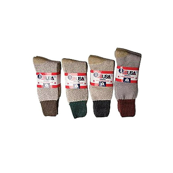 Assorted Color 3-Pk Men's Wool Blend Thermal Socks. Made in the USA.