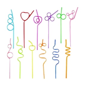 Assorted Color Curly Silly Drinking Straws, 10pcs, 25-26cm
