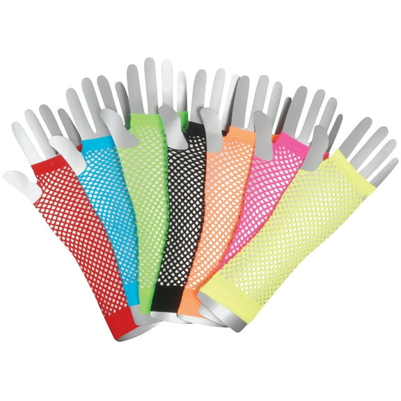 Assorted Color Long Fingerless Rave Dance Womens 1 Pair Fishnet Gloves OS