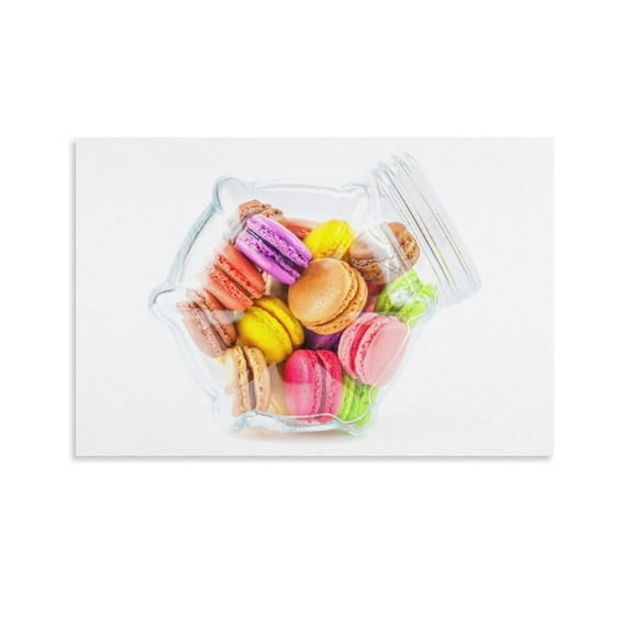 Assorted Color Macaroons Cookies in A Clear Glass Canvas Art Poster And Wall Art Picture Print Modern Family Bedroom Decor Posters,Unframe-style,16x24inch(40x60cm)