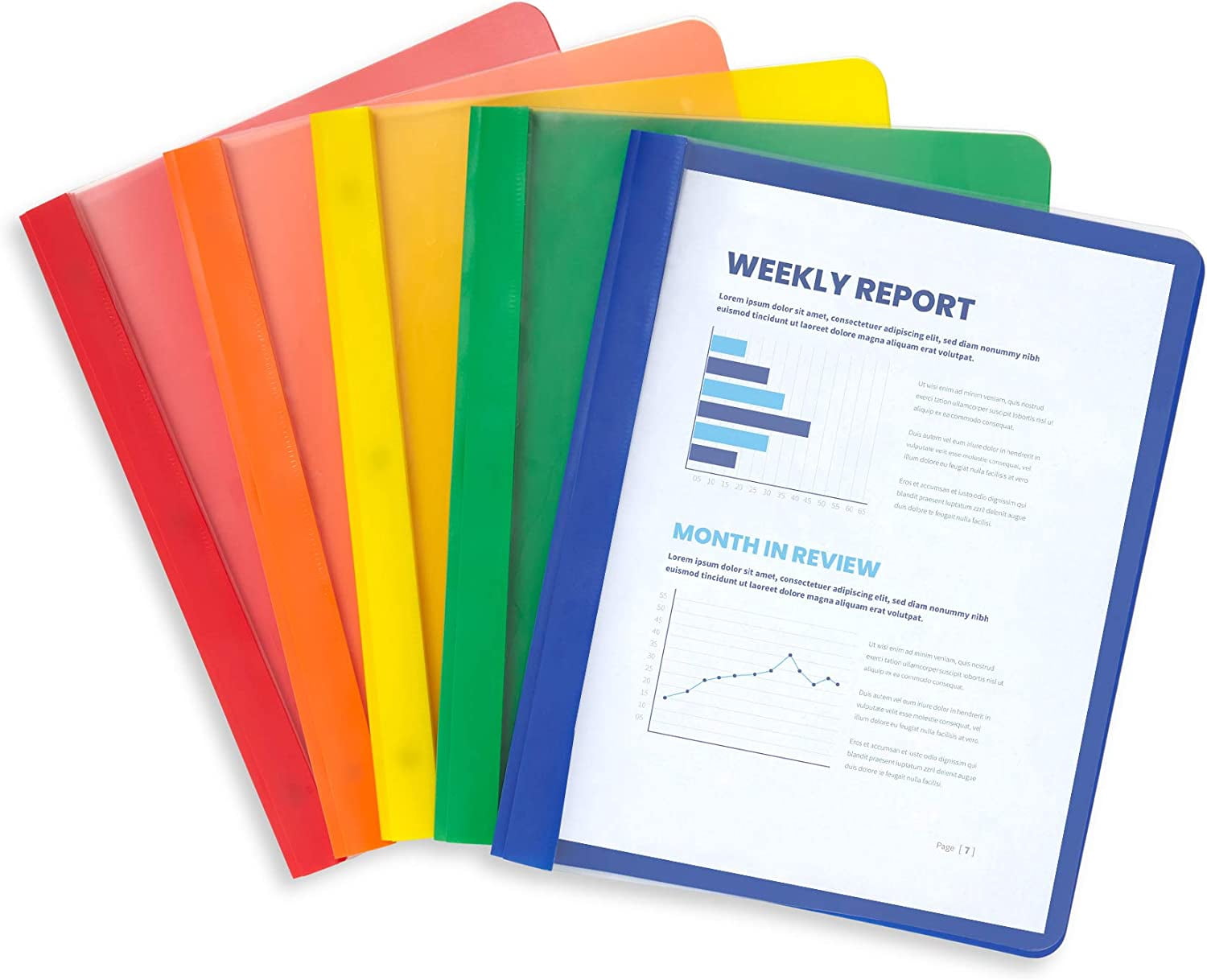 Assorted Color Plastic Report Covers with Prongs, 3 Prong Clear Front ...