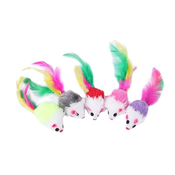 Assorted Color Plush Mouse Cat Toy, Realistic Moving Tail Design, Fun Self-Entertainment Toy for Kittens, Random Color Selection