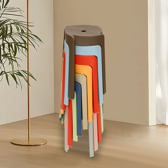 Assorted Color Stacking Stools, Stackable Stools for Kids and Adults, Backless Bar Stool, Flexible Seating Decorative Stools for Home, Office