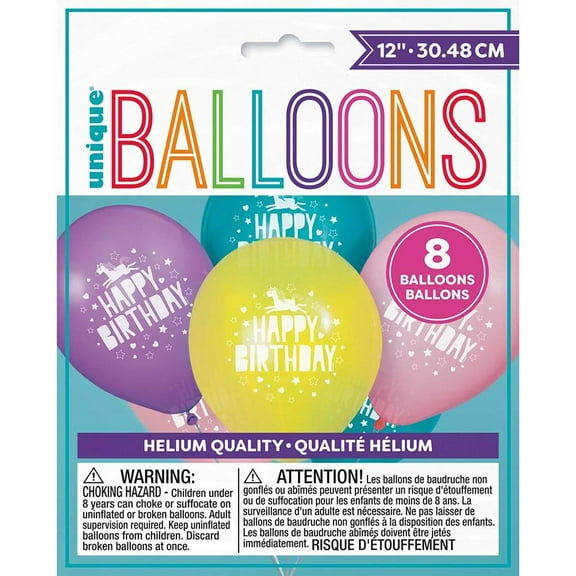 Assorted Color Unicorn Latex Balloons - 12" (2 Pack of 8) 16ct - Perfect for Enchanting Parties & Celebrations