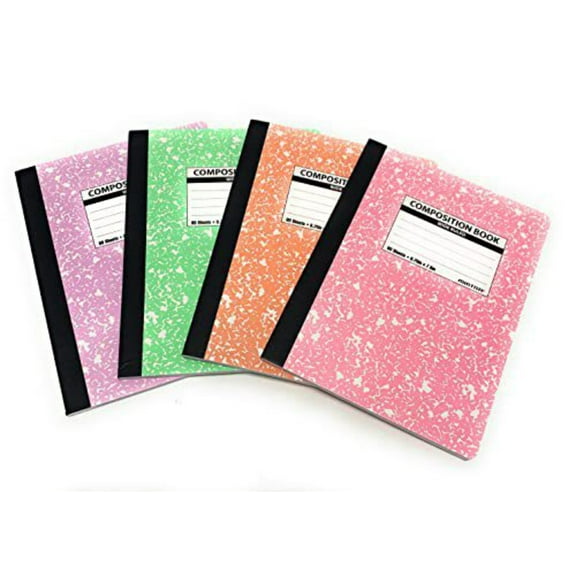 Assorted Colored Marble Composition Books (Wide Ruled, 4 Pack)