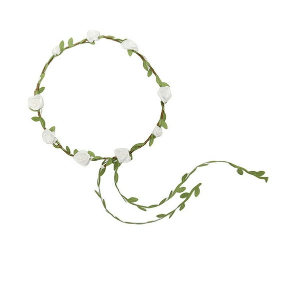 Assorted Colored Rose Flower Crown for Women Floral Bohemian Headpiece Fairy Wreath Headband with Green Leaves for Wedding Party Vacation Photography Props