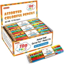 Assorted Colorful Pencils, Shuttle Art 180 Pack Kids Pencils Bulk with 12 Designs, 2 HB, Pre-Sharpened Awards and Incentive Pencils for Kids School Home