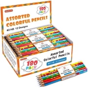 Assorted Colorful Pencils, Shuttle Art 180 Pack Pencils Bulk with 12 Designs, 2 HB, Pre-Sharpened Awards and Incentive Pencils for Home