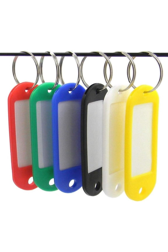 Assorted Colorful Plastic Key ID Tag Ring Keyring Keychain with Label Window Pack of 50 (Color 1)