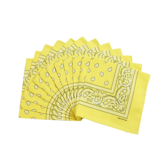 Assorted Colors Paisley Cowboy Bandanas 100% Cotton 12 Pack Fine Bandanas 22 Inch Thick Cotton Kerchiefs For Men Women