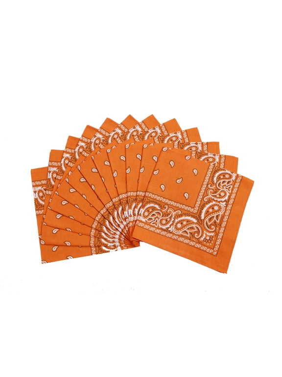 Assorted Colors Paisley Cowboy Bandanas 100% Cotton 12 Pack Fine Bandanas 22 Inch Thick Cotton Kerchiefs For Men Women
