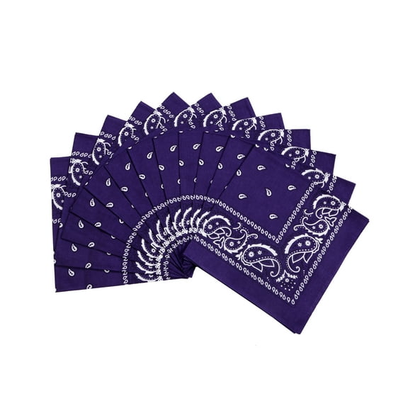 Assorted Colors Paisley Cowboy Bandanas 100% Cotton 12 Pack Fine Bandanas 22 Inch Thick Cotton Kerchiefs For Men Women