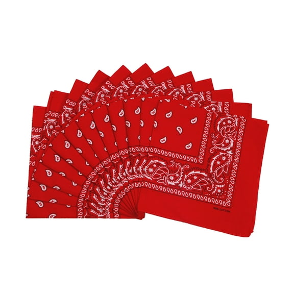 Assorted Colors Paisley Cowboy Bandanas 100% Cotton 12 Pack Fine Bandanas 22 Inch Thick Cotton Kerchiefs For Men Women