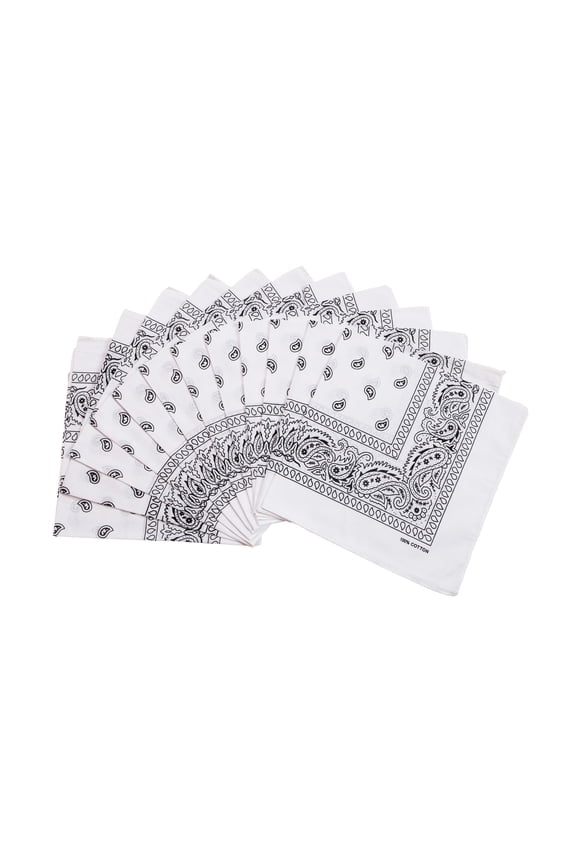 Assorted Colors Paisley Cowboy Bandanas 100% Cotton 12 Pack Fine Bandanas 22 Inch Thick Cotton Kerchiefs For Men Women