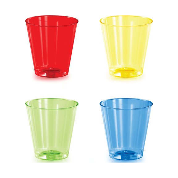Assorted Colors Plastic Shot Glasses (Pack of 18)